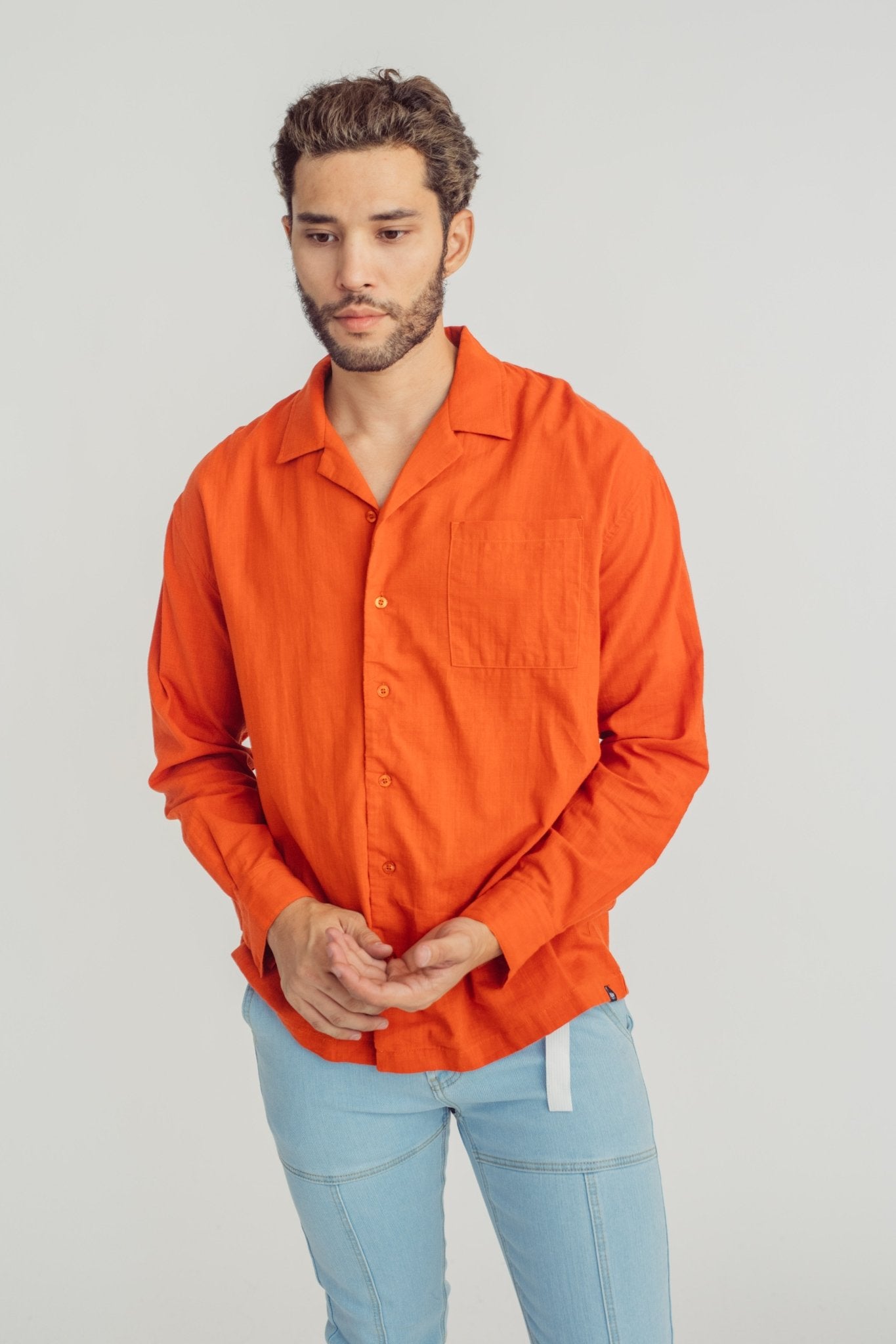 Mango Rust Button Down Woven Long Sleeves - Mossimo PH