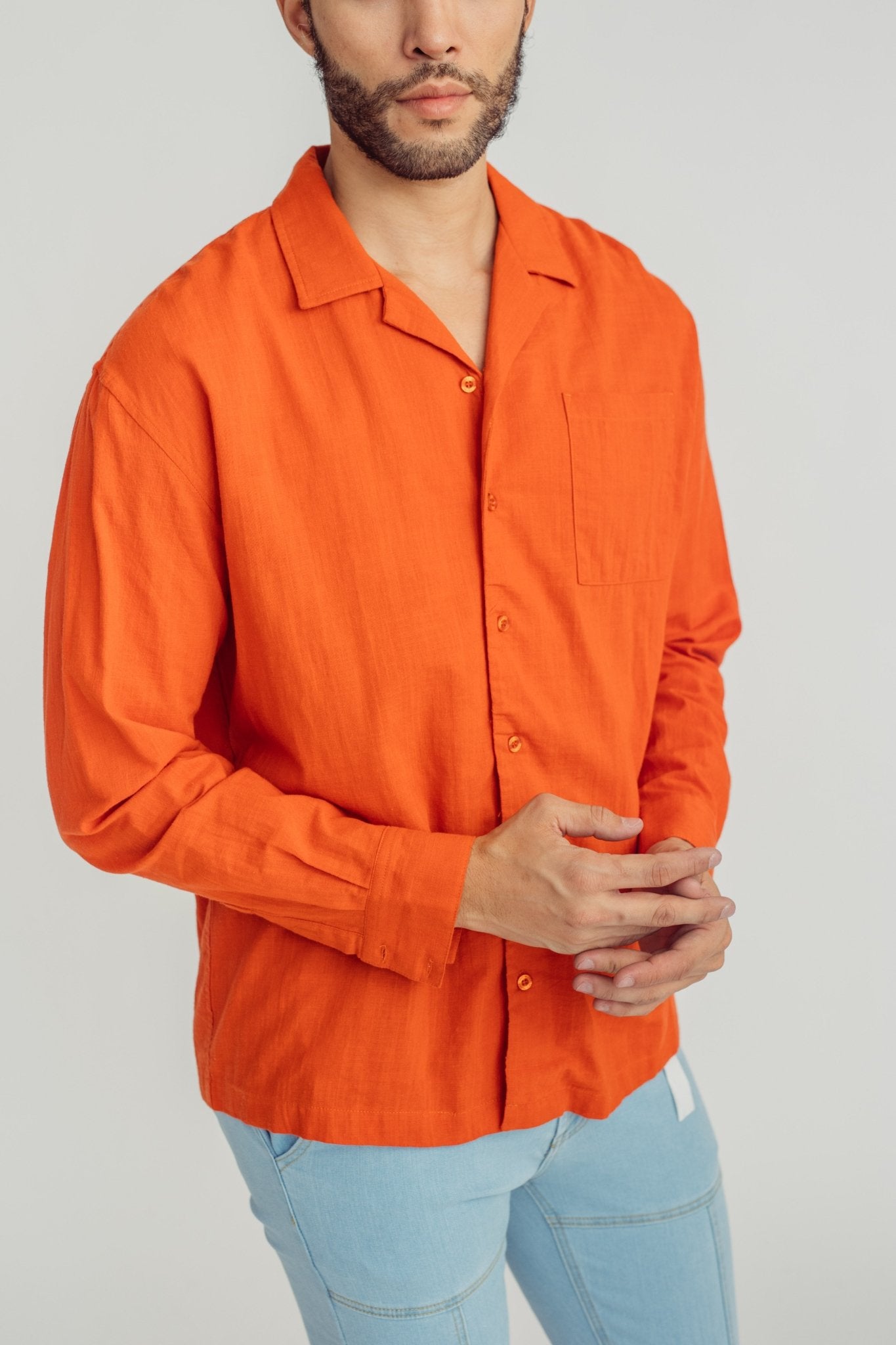 Mango Rust Button Down Woven Long Sleeves - Mossimo PH
