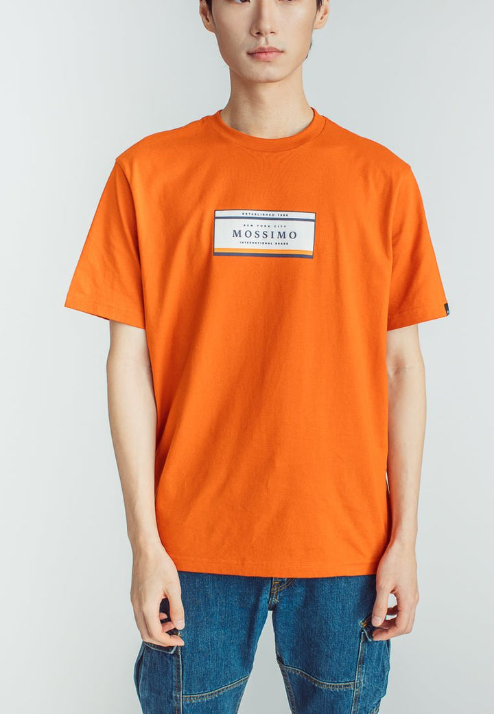 Mango Rust Comfort Fit Basic Round Neck Tee with Flat Print - Mossimo PH