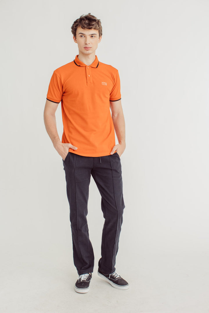 Mango Rust Polo Shirt with Stripes Tipping and Embroidery - Mossimo PH