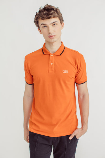 Mango Rust Polo Shirt with Stripes Tipping and Embroidery - Mossimo PH