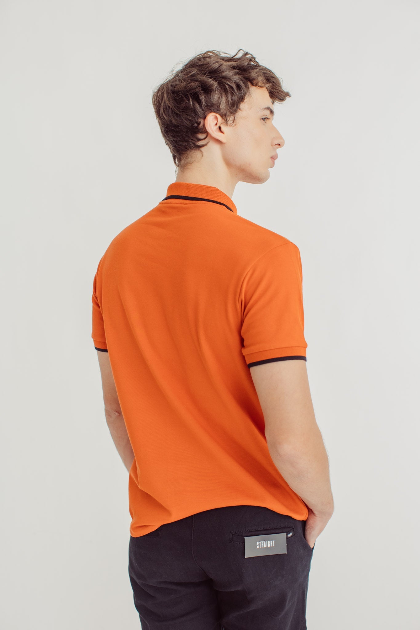 Mango Rust Polo Shirt with Stripes Tipping and Embroidery - Mossimo PH