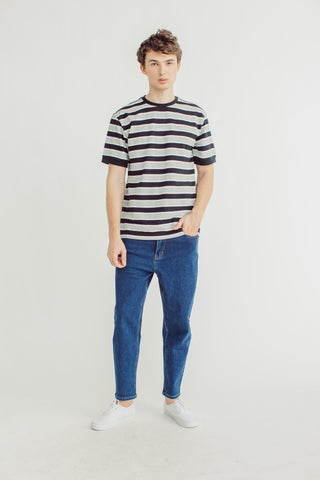 Marky Black Gray Stripes with Embroidery Comfort Fit Tee - Mossimo PH