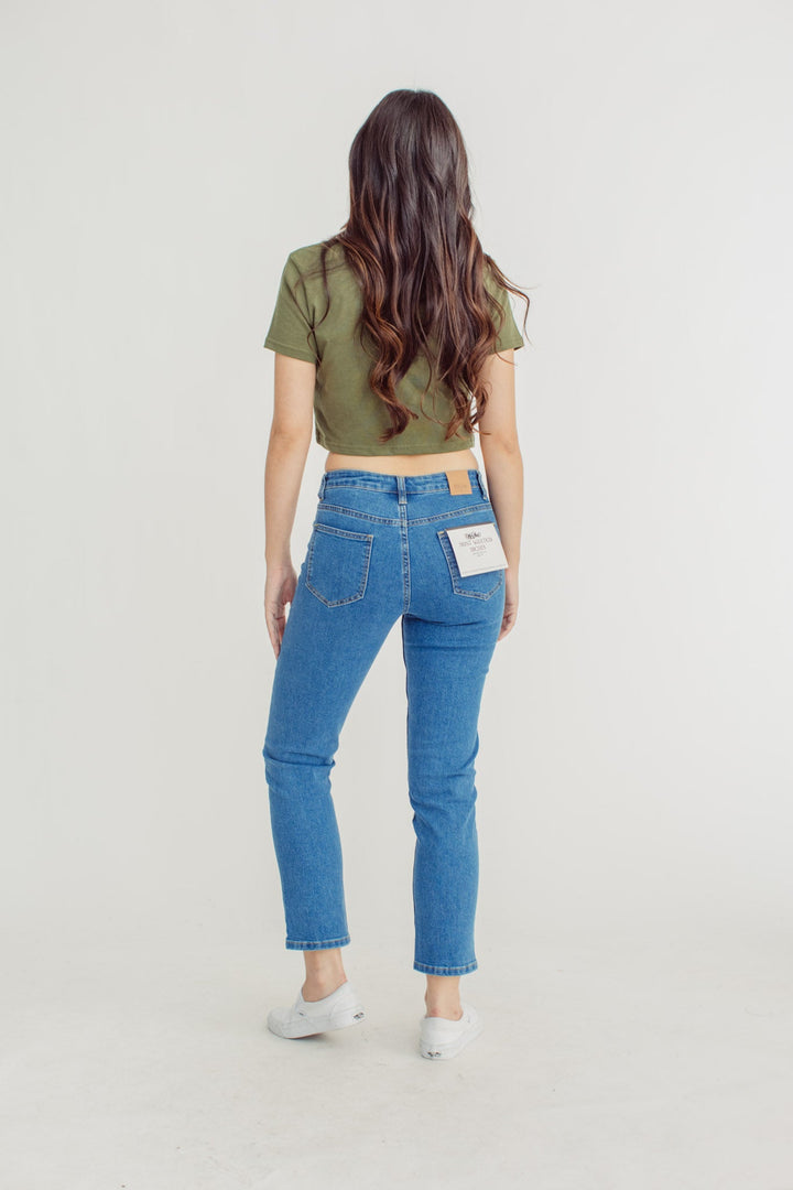 Medium Blue Straight Low Womens Basic Five Pocket Jeans - Mossimo PH