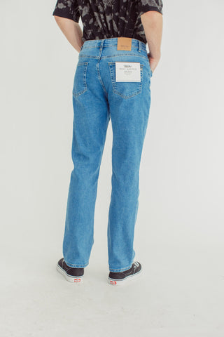 Medium Blue Straight Mid Rise Most Wanted Denim Basic Five Pocket Jeans - Mossimo PH