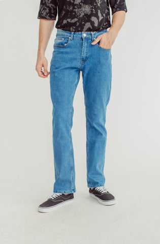 Medium Blue Straight Mid Rise Most Wanted Denim Basic Five Pocket Jeans - Mossimo PH