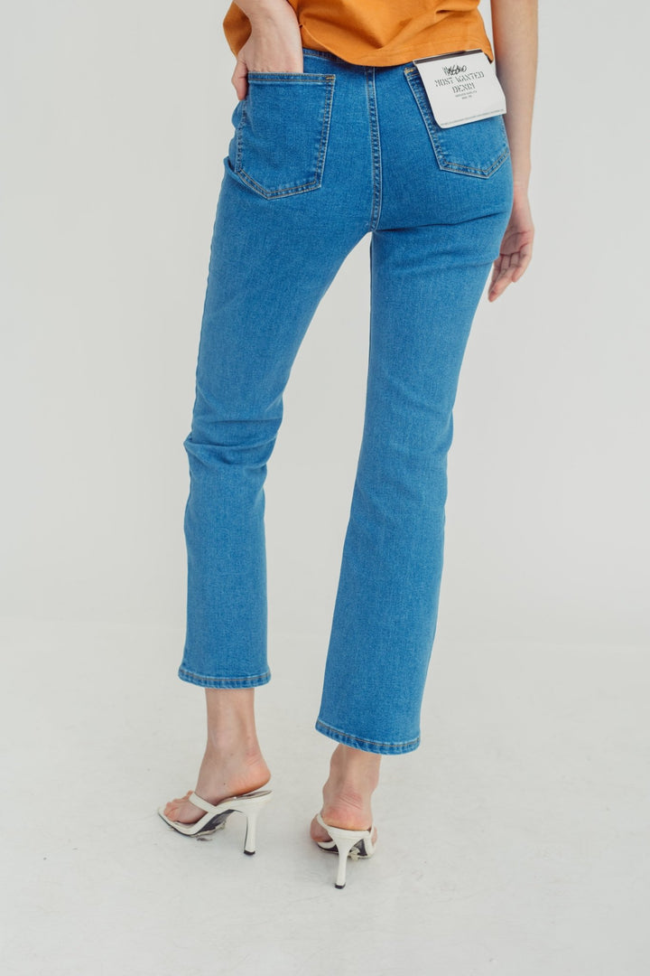 Medium Blue Women's Slim Flared High Five Pocket Jeans - Mossimo PH