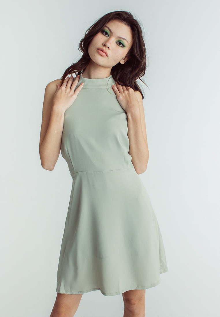 Melissa Sage Green Halter Turtle Neck Mini Dress - Mossimo PH