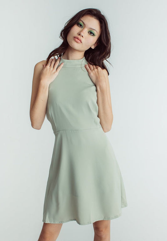 Melissa Sage Green Halter Turtle Neck Mini Dress - Mossimo PH