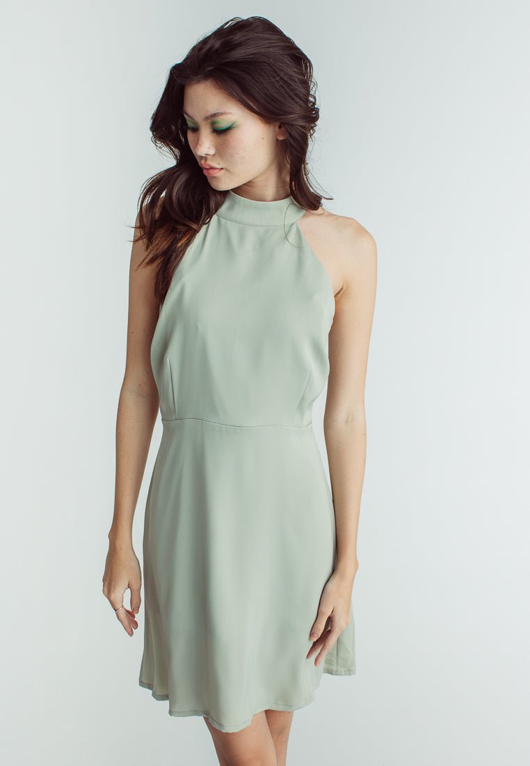 Melissa Sage Green Halter Turtle Neck Mini Dress - Mossimo PH