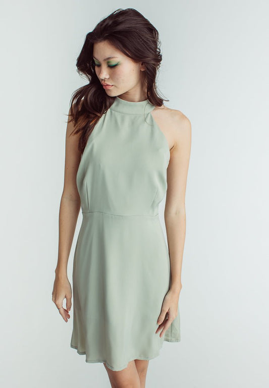 Melissa Sage Green Halter Turtle Neck Mini Dress - Mossimo PH