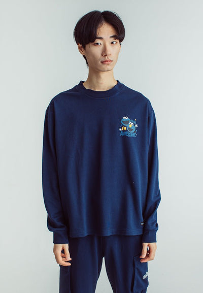 Midnight Blue Pullover and Pants Set with Oscar and Elmo Print Design - Mossimo PH