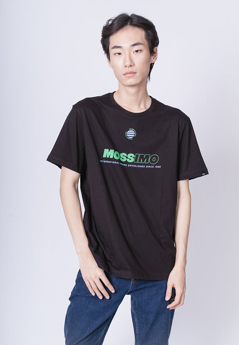 Modern Fit Black Basic Round Neck Tee with Flat Print - Mossimo PH