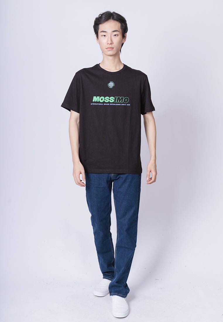 Modern Fit Black Basic Round Neck Tee with Flat Print - Mossimo PH