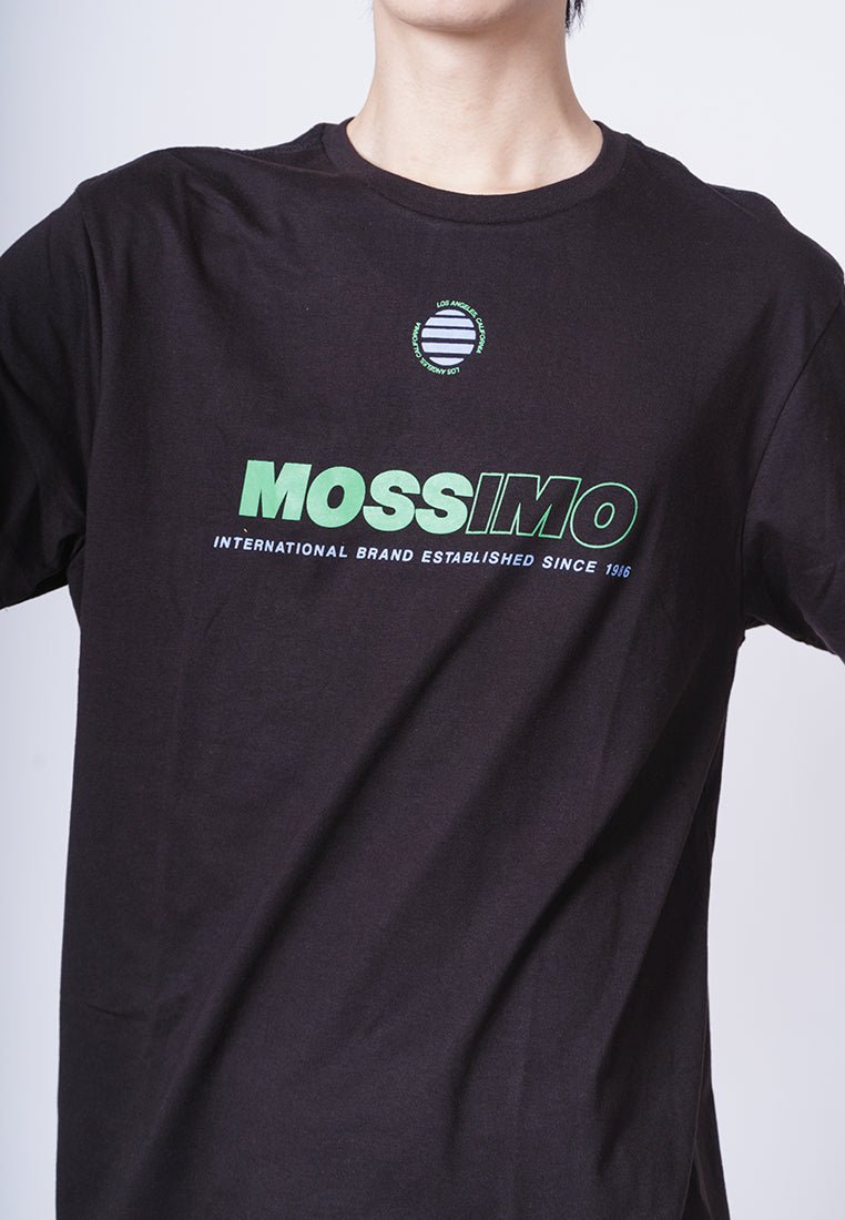 Modern Fit Black Basic Round Neck Tee with Flat Print - Mossimo PH