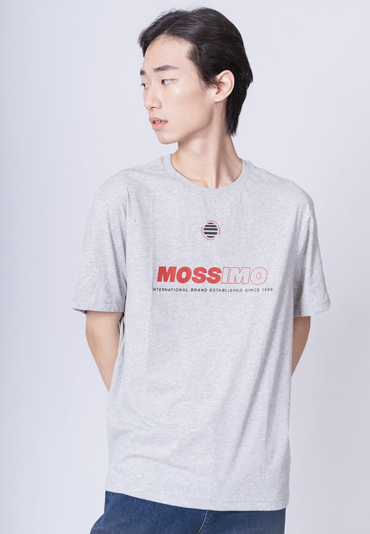 Modern Fit Heather Gray Basic Round Neck Tee with Flat Print - Mossimo PH