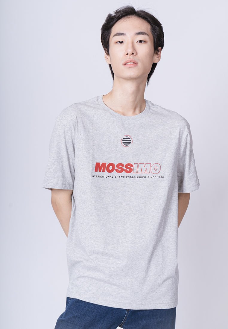 Modern Fit Heather Gray Basic Round Neck Tee with Flat Print - Mossimo PH