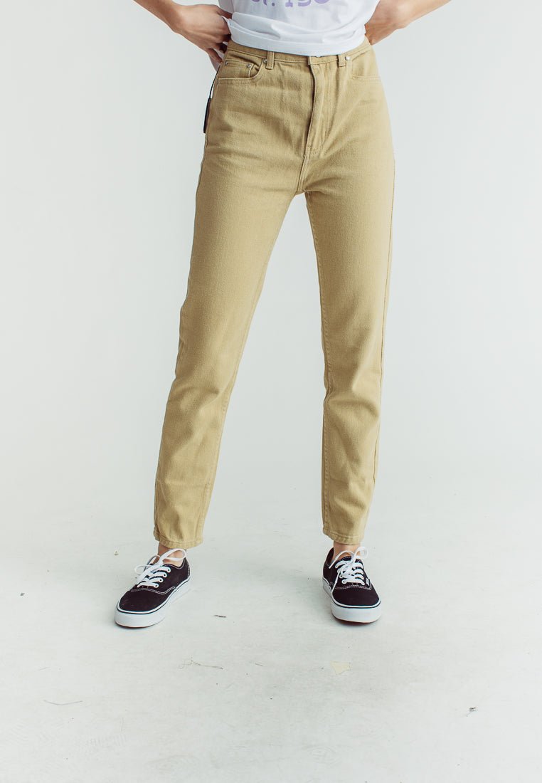 Khaki discount mom pants