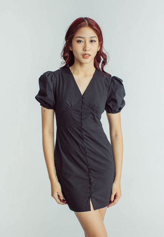 Mossimo Bianca Black Puff Sleeve Buttondown Mini Dress - Mossimo PH