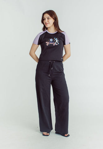 Mossimo Black & Crocus Petal Sesame Street Color Blocking Raglan Shirt with Flat Print Classic Cropped Fit Tee - Mossimo PH