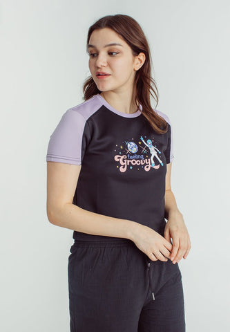 Mossimo Black & Crocus Petal Sesame Street Color Blocking Raglan Shirt with Flat Print Classic Cropped Fit Tee - Mossimo PH