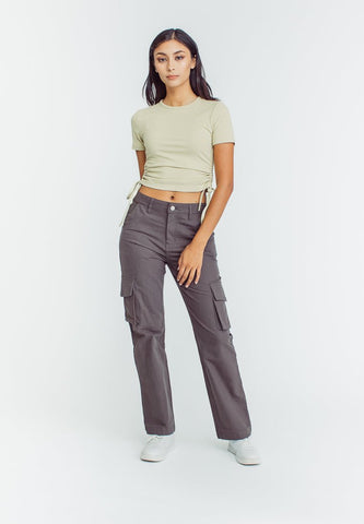 Mossimo Brianna Dark Gray Mid Waist Staight Cut Cargo Pants - Mossimo PH