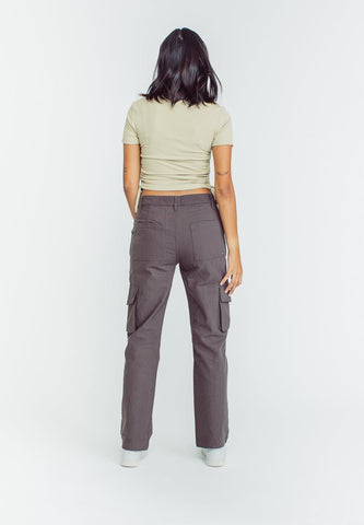 Mossimo Brianna Dark Gray Mid Waist Staight Cut Cargo Pants - Mossimo PH