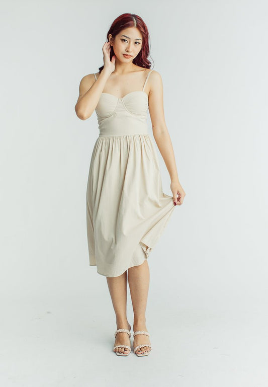 Mossimo Carina Beige Maxi Dress with Back Smocking - Mossimo PH