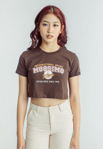 Mossimo Choco Brown Internatinal Brand L.A Est. Since 1986 Flat Print Vintage Cropped Fit Tee - Mossimo PH