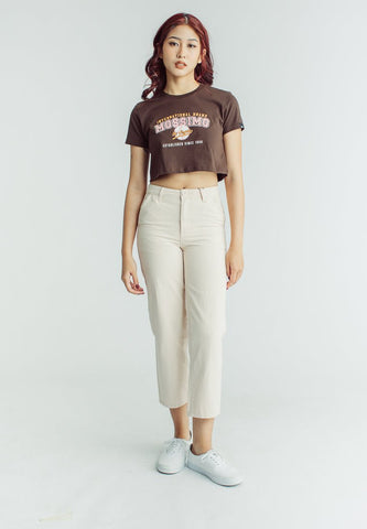 Mossimo Choco Brown Internatinal Brand L.A Est. Since 1986 Flat Print Vintage Cropped Fit Tee - Mossimo PH