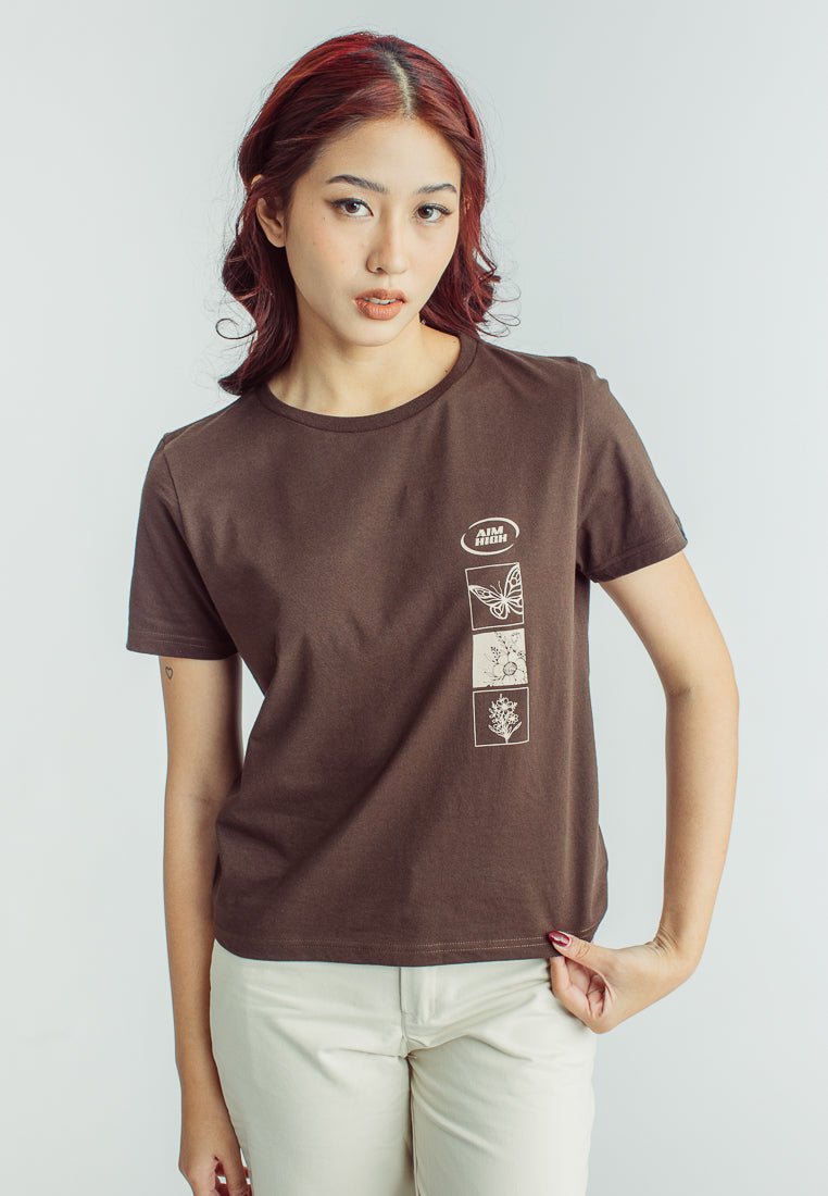 Mossimo Choco Brown with Aim High Butterfly Print Comfort Fit Tee - Mossimo PH