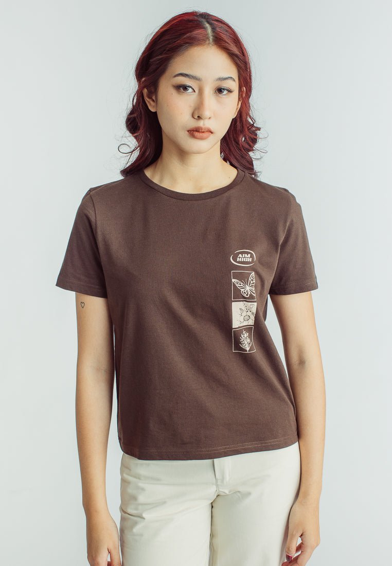 Mossimo Choco Brown with Aim High Butterfly Print Comfort Fit Tee - Mossimo PH