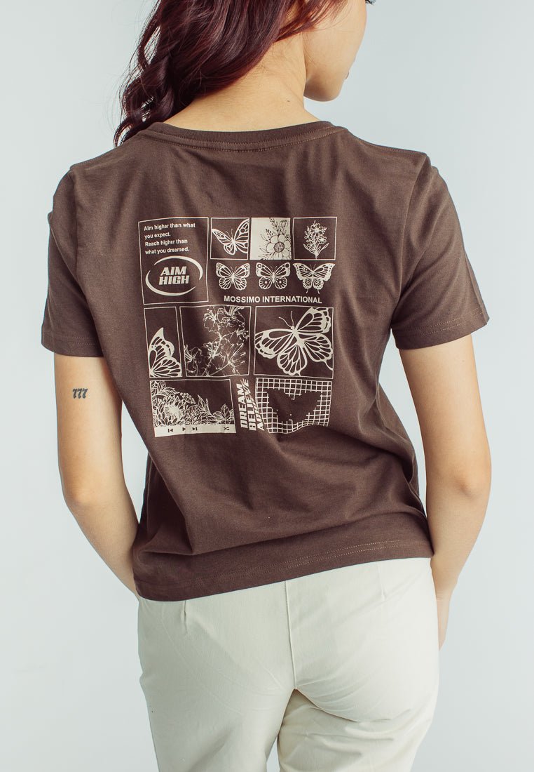 Mossimo Choco Brown with Aim High Butterfly Print Comfort Fit Tee - Mossimo PH