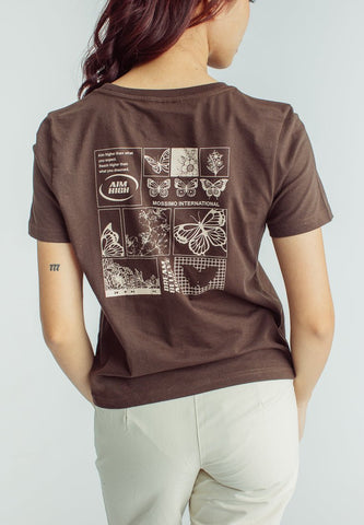 Mossimo Choco Brown with Aim High Butterfly Print Comfort Fit Tee - Mossimo PH
