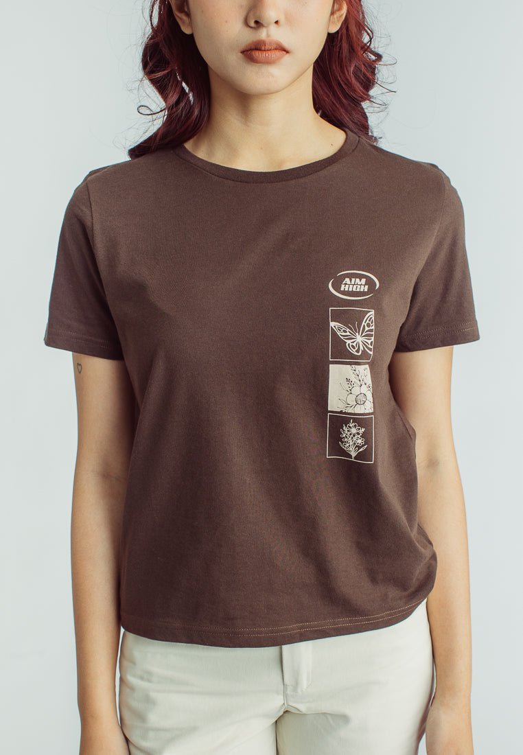 Mossimo Choco Brown with Aim High Butterfly Print Comfort Fit Tee - Mossimo PH