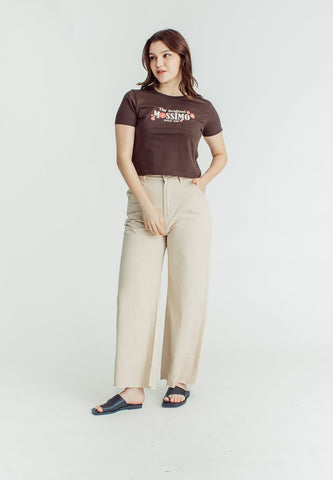 Mossimo Choco Brown with High Density Print and Soft Touch Floral Classic Cropped Fit Tee - Mossimo PH