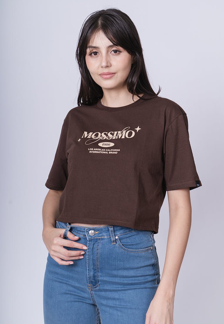 Mossimo Choco Brown with Original 1986 L.A Cali International Brand Flat Print Modern Cropped Fit Tee - Mossimo PH