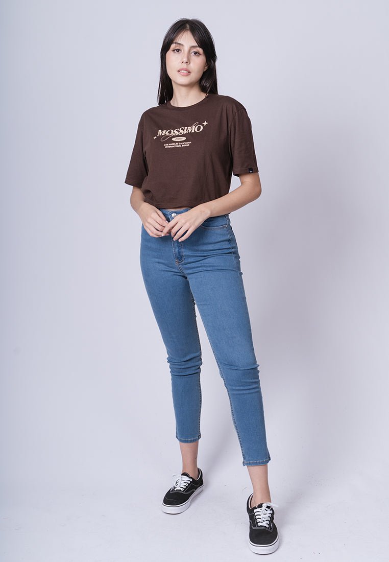 Mossimo Choco Brown with Original 1986 L.A Cali International Brand Flat Print Modern Cropped Fit Tee - Mossimo PH