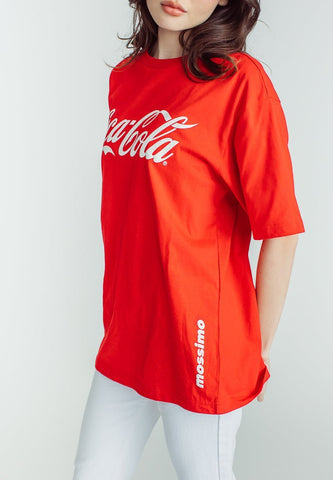 Mossimo Coca Cola Red Unisex Basic Round Neck with Embossed Printed Comfort Fit Tee - Mossimo PH
