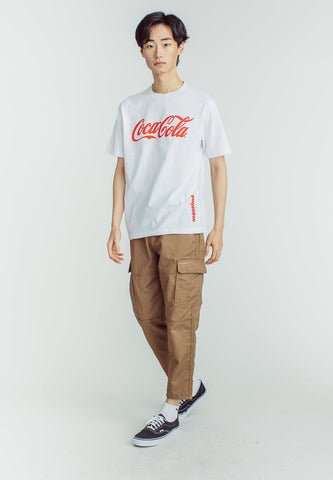 Mossimo Coca Cola White Unisex Basic Round Neck Comfort Fit Tee with Embossed Print - Mossimo PH
