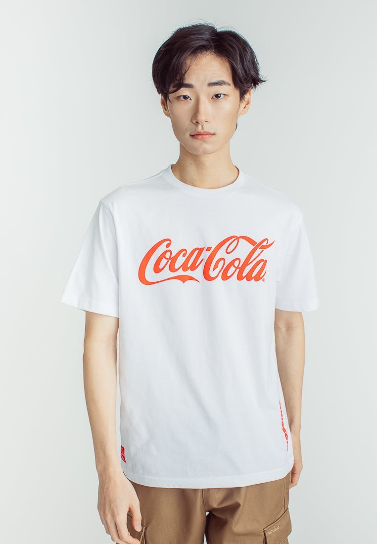Mossimo Coca Cola White Unisex Basic Round Neck Comfort Fit Tee with Embossed Print - Mossimo PH