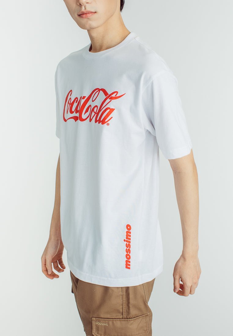 Mossimo Coca Cola White Unisex Basic Round Neck Comfort Fit Tee with Embossed Print - Mossimo PH