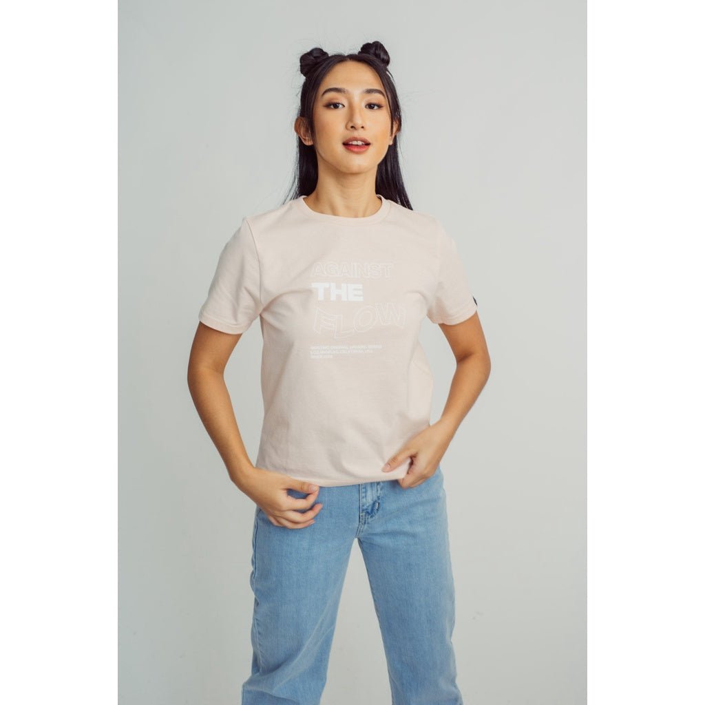 Mossimo Cream Tan Againts The Flow Print with Flat Print Comfort Fit Tee - Mossimo PH