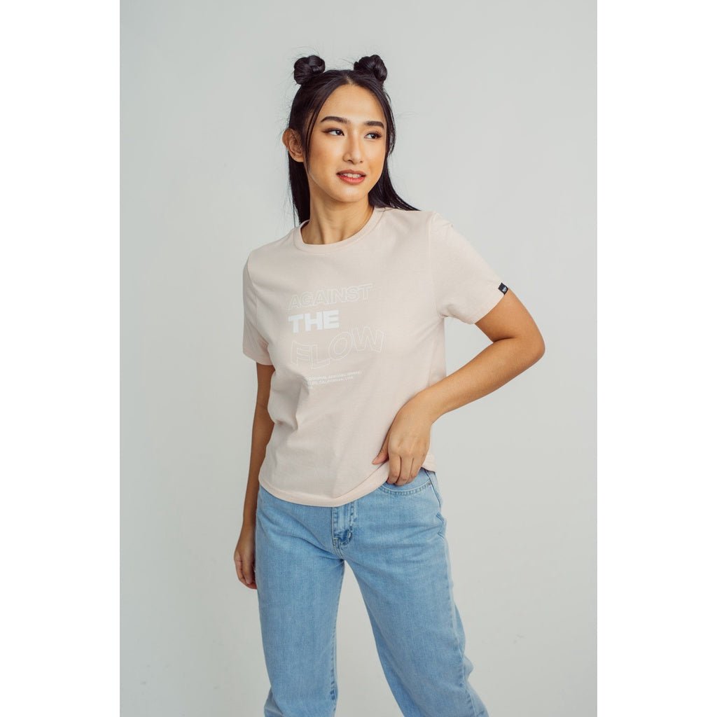 Mossimo Cream Tan Againts The Flow Print with Flat Print Comfort Fit Tee - Mossimo PH