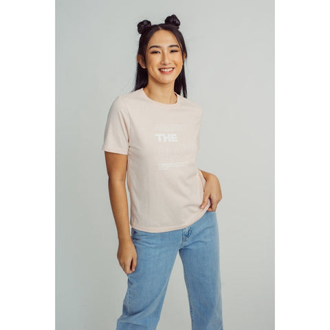 Mossimo Cream Tan Againts The Flow Print with Flat Print Comfort Fit Tee - Mossimo PH