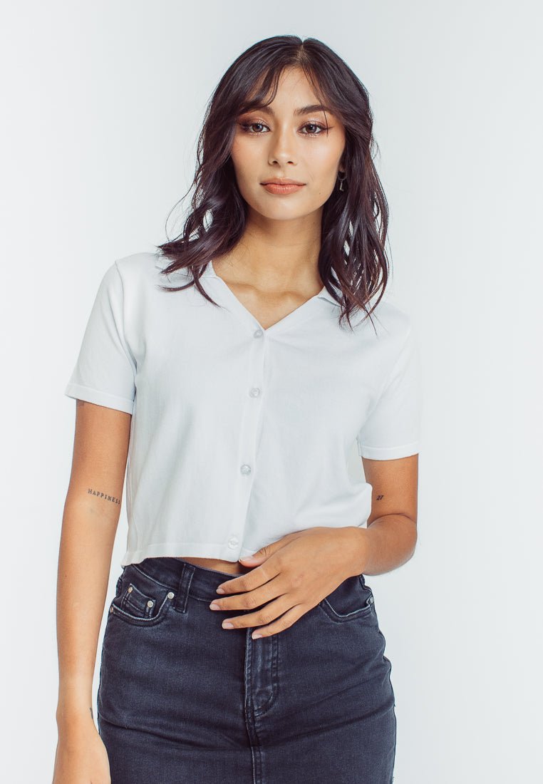 Mossimo Gretchen White Crop Knit Buttondown - Mossimo PH