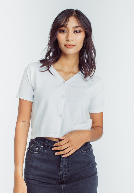 Mossimo Gretchen White Crop Knit Buttondown - Mossimo PH