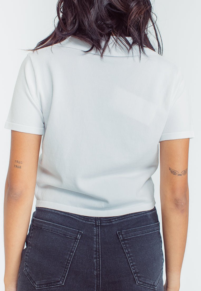Mossimo Gretchen White Crop Knit Buttondown - Mossimo PH