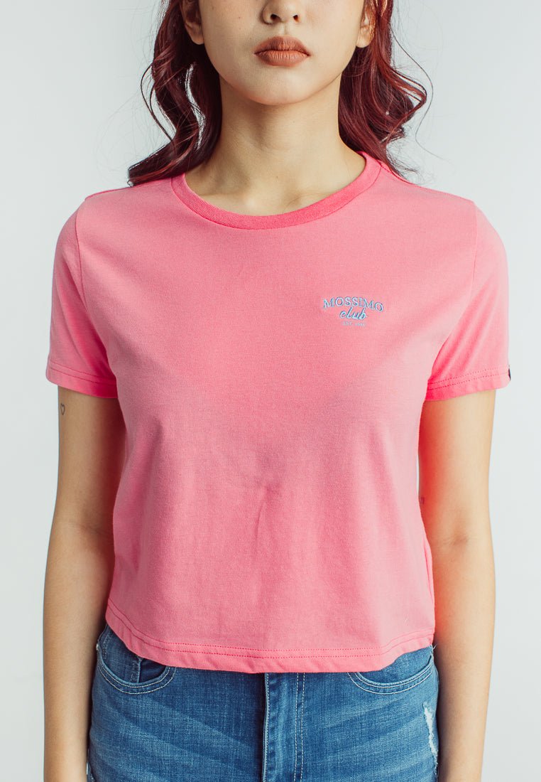 Mossimo Hot Pink Club Est. 1986 Embroidery Classic Cropped Fit Tee - Mossimo PH