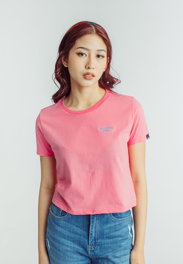 Mossimo Hot Pink Club Est. 1986 Embroidery Classic Cropped Fit Tee - Mossimo PH